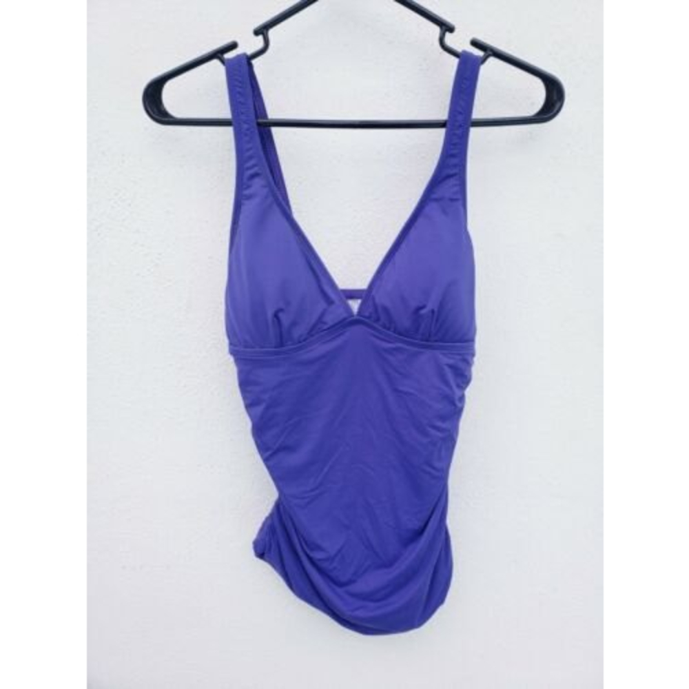 CARVE Designs Tankini Top Womens SMALL Swim Tankini  Purple Runched Drawstring